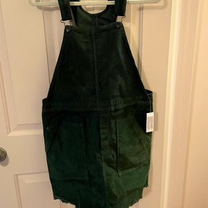 Dark Green Corduroy Overall Dress